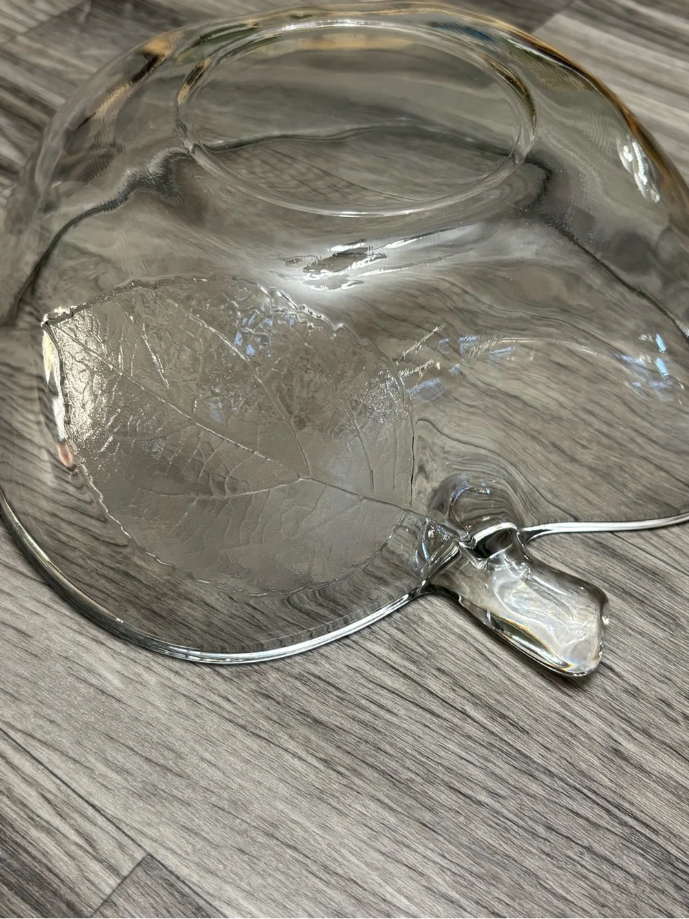 Vintage KIG Clear Glass Apple Shaped Serving Bowl Mid Century 9”